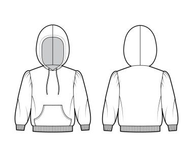 Kapüşonlu sweatshirt, dirsek kollu, rahat vücut, kanguru kesesi, örgü örgülü kaburga askısı.