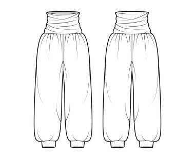 Pantolon, normal örtünmüş bel, kalkış, pliseler, geniş bacaklar, tam boy, büyük boy