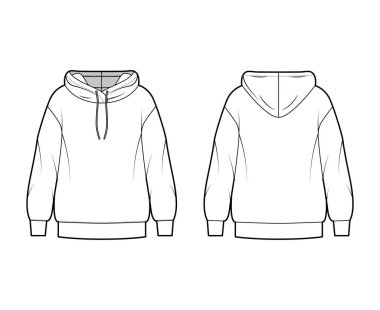 Kapüşonlu sweatshirt, uzun kollu, büyük bedenli, bantlı manşetli, kenarlı, askılı ipli. Düz