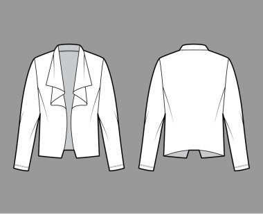 Geniş ceketli, geniş kollu, uzun kollu, tasma açık teknik bir tasma. Düz kat şablonu