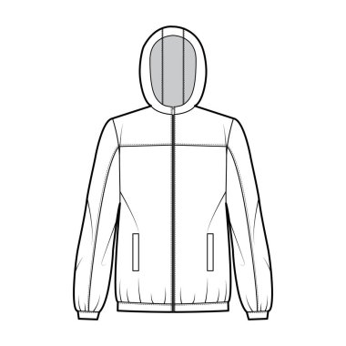 Rüzgarlık ceketli, kapüşonlu, geniş kollu, uzun kollu, fermuarlı, fermuarlı...