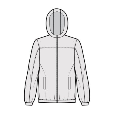 Rüzgarlık ceketli, kapüşonlu, geniş kollu, uzun kollu, fermuarlı, fermuarlı...