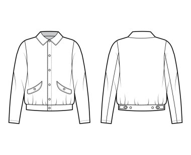 Blouson ceketli, klasik yakalı, geniş kollu, uzun kollu, flap cepli, kapaklı...