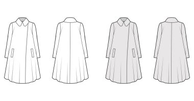 Uzun kollu, yaka yakalı, büyük boy trapez gövdeli, diz boyu