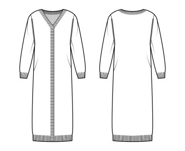 Midi hırkası, V yakalı, uzun kollu, iri cüsseli, baldırlı, örgü örgülü.