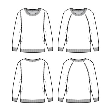 Uzun paçavra kollu, büyük beden, kalça uzunluğu, kaburga manşetli süveter seti.