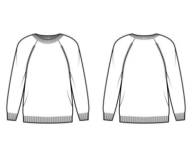 Kaburga mürettebatının boynu, uzun paçavra kolları, büyük beden, uyluk uzunluğu, örgü kol kesimi olan süveter teknikleri.