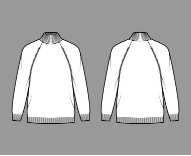 Balıkçı yaka kazak teknik tasviri, uzun paçavra kollu, büyük beden, parmak ucu uzunluğunda, kaburga bukleli.. 