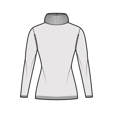 Süveter Abartılı Balıkçı yaka uzun paçavra kollu, dar kesim, kalça uzunluğu, kaburga kesimi