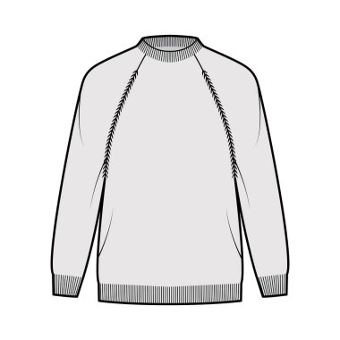 Balıkçı süveteri teknik tasviri. Kaburga tayfası, uzun paçavra kollu, büyük beden, kalça uzunluğu, örgü örgüsü.