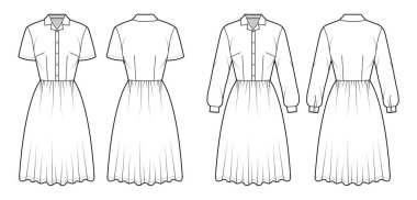 Uzun kollu, uzun kollu, diz boyu etekli, henley yakalı...