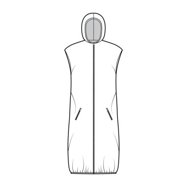 Kapüşonlu yakalı, fermuarlı, gevşek, diz boyu geniş, fermuarlı...