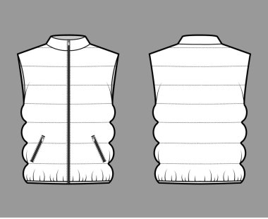 Yelekli kabarık yelekli, teknik tasmalı, fermuarlı, büyük boy, klasik yorgan dikme