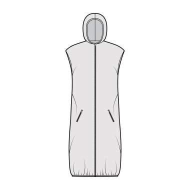 Kapüşonlu yakalı, fermuarlı, gevşek, diz boyu geniş, fermuarlı...