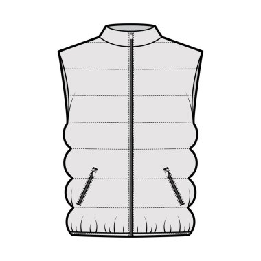 Yelekli kabarık yelekli, teknik tasmalı, fermuarlı, büyük boy, klasik yorgan dikme