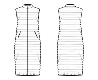 Kolsuz, yakalı, fermuarlı, cepli, Midi boyunda, yelekli...