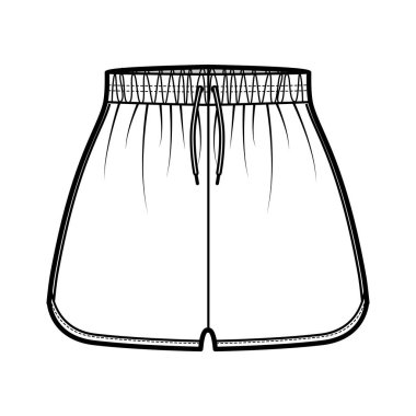 Spor antrenmanı şortları. Esnek, normal bel, yüksek atlama, Flowy Split Hem