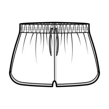 Spor antrenmanı şortları. Esnek, düşük bel, yükselme, cepler, Flowy Split Hem