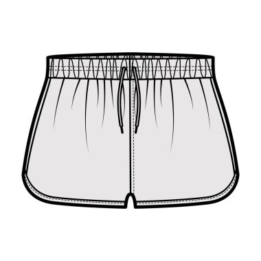 Spor antrenmanı şortları. Esnek, düşük bel, yükselme, cepler, Flowy Split Hem