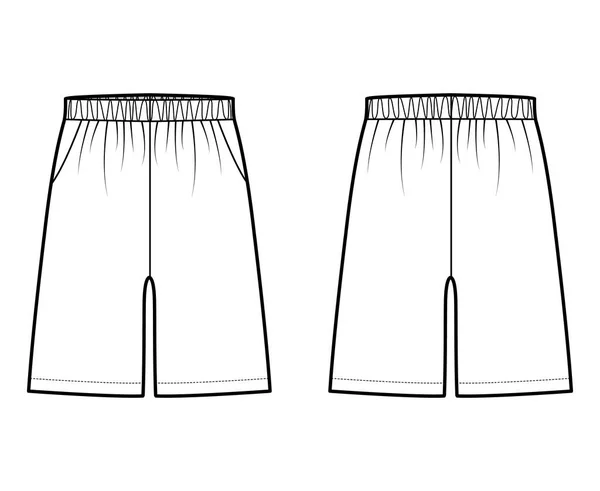 Shorts Entraînement sportif Bermudes Vêtements de sport illustration technique de mode avec élastique taille basse, taille haute, poches, Détendu — Image vectorielle