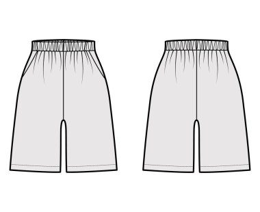 Active Shorts Sport teknik moda eğitimli elastik normal bel, yüksek atlama, Drawcord, cepler