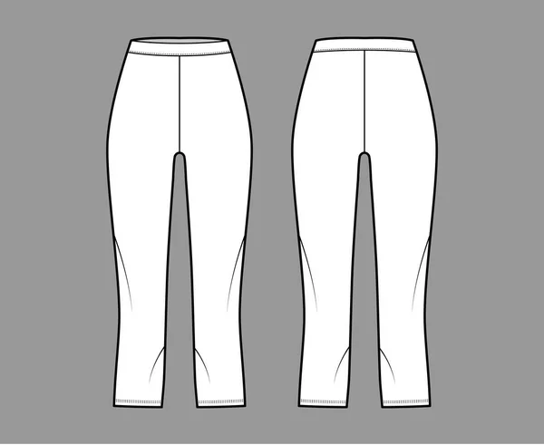 Bike Shorts Leggings technische Mode Illustration mit natürlicher Taille, Hochhaus, Wadenlänge. Flache Sporthose — Stockvektor