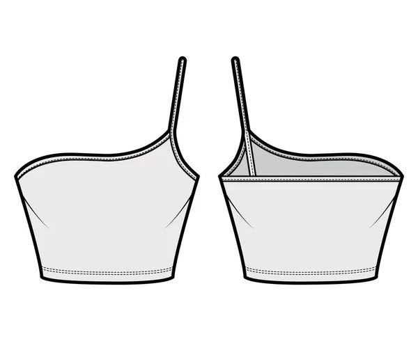 Een schouder camisole Bustier top technische mode illustratie met bijgesneden lengte, spaghetti band. Vlakke beha zwemkleding — Stockvector