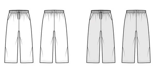Bermudy szorty Aktywny odzież techniczna moda ilustracja z elastyczny niski talia, wzrost, sznurki, kieszenie, Relaxed fit — Wektor stockowy