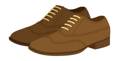 Oxford erkeklerinin resmi kahverengi düz çifti. Klasik kapalı dantelli deri ayakkabı tekniği çizimi. Vektör düz CAD taslak kadın unisex iş tarzı özet beyaz arka planda izole.