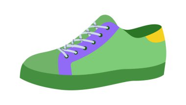 Alçak ayakkabı ayakkabısı düz. Festival, seyahat için renkli ayakkabılar, kadın uniseks için modern sokak kıyafetleri. Teknik moda illüstrasyonu, CAD modeli, pürüzsüz vektör izole edilmiş stil.