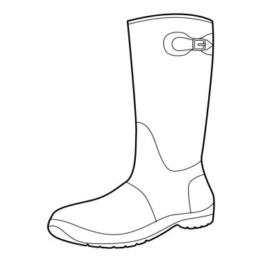 Lastik yağmurluk giydirin kadınları tek sıra yapın. Yağmurlu hava ve yürüyüş için yan tokası olan su geçirmez bir yer. Teknik moda illüstrasyonu CAD modelleme temiz vektör erkekler unisex izole klasik stil.