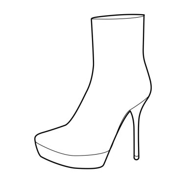 Platform topuklu ayakkabılar kadın ayakkabıları tek sıra çift. Sivri topuklu, soğuk hava, modern estetik. Teknik moda illüstrasyonu CAD model vektör erkekler unisex izole klasik stil