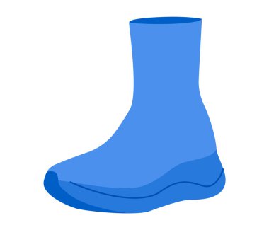 Yüksek mavi spor ayakkabıları düz. Kıyafet, seyahat, moda, erkek kadın uniseks için kalın, düz ayakkabılar. Teknik moda illüstrasyonu, CAD modelleme, pürüzsüz vektör izole moda biçimi.