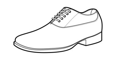 Balmoral erkekleri tek sıra giyinir. Kapalı bağcıklı, ayak bileği tarzı ayakkabı tekniği. Klasik deri resmi ayakkabı CAD taslak vektörü kadın uniseks izole.