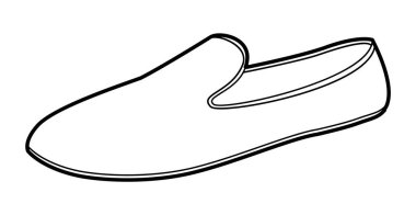 Aylak ayakkabılı kadınlar tek sıra. Seyahat haftası rahat görünümü için günlük ayakkabılar üzerinde minimum kayma. Teknik moda illüstrasyonu CAD modelleme temiz vektör adam unisex izole modern tarz.