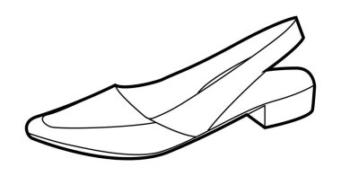 Sırt üstü düz ayakkabı giyen kadınlar tek sıra. Gündüz vakti rahat şehir görüntüsü için topuklu ayakkabı. Teknik moda illüstrasyonu CAD modelleme temiz vektör adam unisex izole modern tarz.