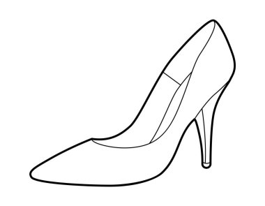 Sivri topuklu kadınlar tek sıra topuklu ayakkabılar giyer. Ofis, toplantı, yemek, resmi görünüş için şık ayak parmaklı şık ayakkabılar. Teknik illüstrasyon, CAD modelleme, temiz vektör erkekler uniseks izole modern tarz.