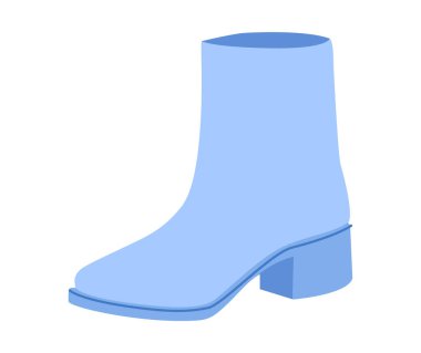 Mavi topuklu ayakkabı, çizme kadın düz renk. Asgari gardırop ve sezon ortası tasarımı için temiz bir bot. Teknik moda illüstrasyonu CAD modelleme pürüzsüz vektör adam uniseks izole moda tarzı.
