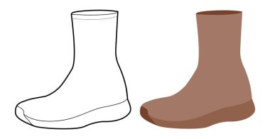 Yüksek esnek kahverengi spor ayakkabılar düz ayakkabı artı çizgi seti. Dijital tasarım için çorap eğitmeni, erkek kadın uniseks. Teknik moda illüstrasyonu, CAD modeli, karışık vektör izole edilmiş stil.