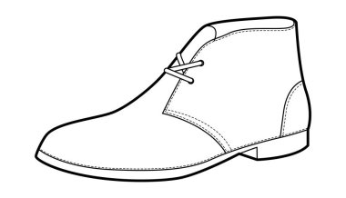 Çöl çizmeli kadınlar tek sıra. Bahar yürüyüşü ve hafta sonu için temiz dantel çizme. Teknik moda illüstrasyonu CAD modelleme temiz vektör adam unisex izole modern tarz.