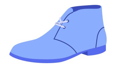 Mavi çöl çizmeli kadınlar düz renklidir. Normal kıyafet ve sezon ortası stili için temiz dantelli çizme. Teknik moda illüstrasyonu CAD modelleme pürüzsüz vektör adam uniseks izole moda tarzı.