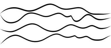 Yumuşak kablolar gibi paralel dalgalı çizgiler. Kalın akış çizgileri soyut başlıklar, ses veya su temalı düzenler ve beyazla izole edilmiş minimalist desenler için yatay dalga ritmi oluşturur.