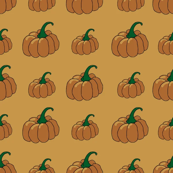 Fall Pumpkin seamless vector repeat orange background — Vetor de Stock