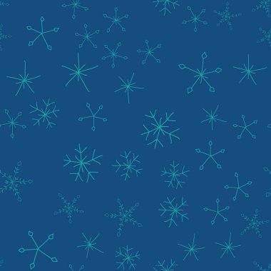 Koyu mavi üzerinde kar taneleri Kusursuz vektör tekrarı