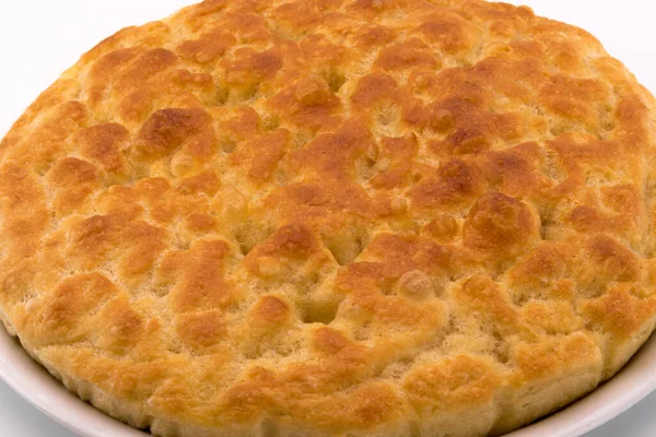 Traditionellt Italienskt Focaccia Hembakat Platt Bröd Close — Stockfoto