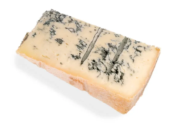 Italský Gorgonzola Sýr Plátek Plísně Sýr Izolovaný Bílém Horní Pohled — Stock fotografie