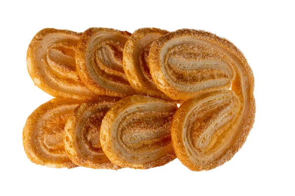 Pastel Hojaldre Mariposa Galletas Palmier Aisladas Sobre Fondo Blanco — Foto de Stock