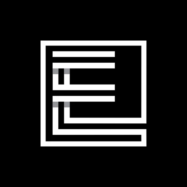 Velké písmeno E uzavřené na čtverci — Stockový vektor