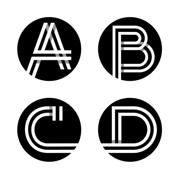 Großbuchstaben a, b, c, d. — Stockvektor