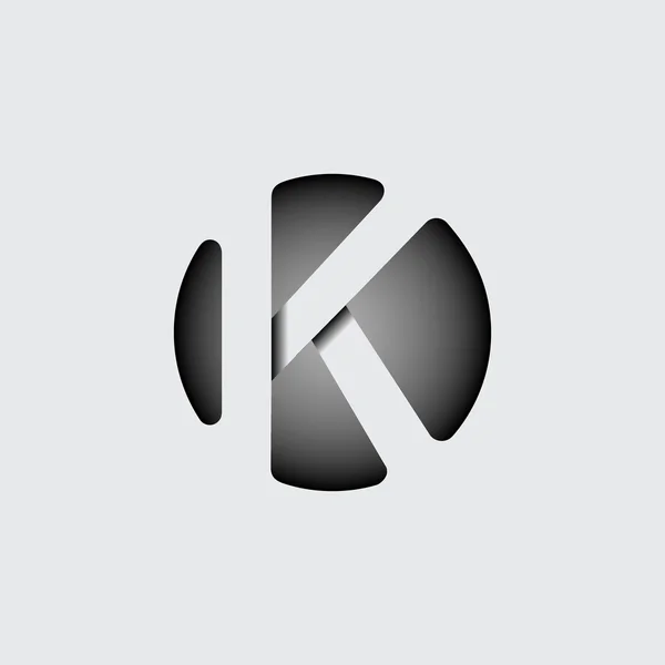 Letter K. gemaakt van brede witte strepen — Stockvector